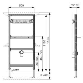 TECEprofil Urinalmodul für AP-Druckspüler, Bauhöhe 1120 mm