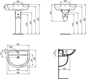 Ideal Standard Waschtisch Eurovit, 1 Hl. 635x495x180mm, Weiß