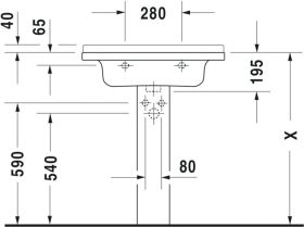 Möbelwaschtisch Starck 3 700 mm mit ÜL, mit HLB, 1 HL, weiß