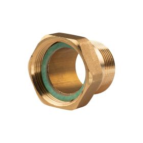 Messing Gewinde-Fitting Schaft flachdichtend mit Kappe 1 1/4"AG (DN 32) - 1 1/2"IG (DN 40) - schwere Ausführung