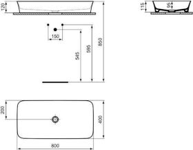 Ideal Standard Schale Ipalyss, o.Hl., o. 800x400x120mm, Weiß mit Ideal Plus