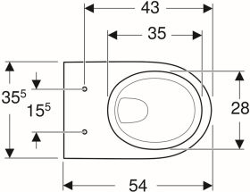 Geberit Renova Wand-WC Tiefspüler, Rimfr weiß, KeraTect