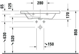 Möbelwaschtisch DuraStyle 800 mm mit ÜL, mit HLB, 1 HL, weiß