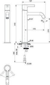 Ideal Standard Waschtischarmatur JOY, m. o.Ablgarn., Ausld.170mm, Chrom