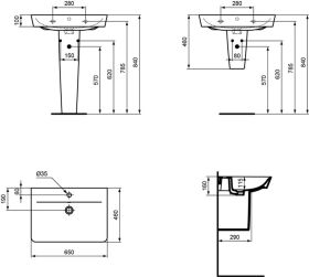 Wandsäule Connect Air, f. WT, 180x280x340mm, Weiß