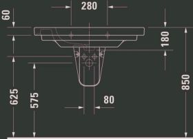 Möbelwaschtisch D-Code 850 mm mit ÜL, mit HLB, 1 HL, weiß