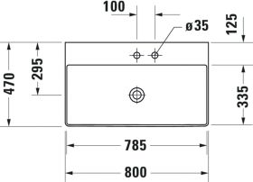 Duravit Möbelwaschtisch DuraSquare 800mm o. ÜL, mit HLB, o.HL, weiß WonderGliss
