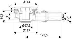 Anschluss für Brausewannen, flach, DN40