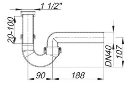 Geruchverschluss 100/0 1 1/2"x DN 40 010216 ohne Waschgeraete-Anschluss