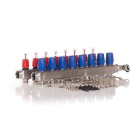Heizkreisverteiler BASIC für Fußbodenheizung 8 Heizkreise mit Kugelhahn-Set