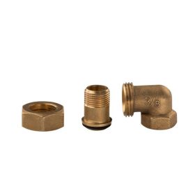 Messing Gewinde-Fitting Winkelverschraubung 90° mit O-Ring konisch dichtend 3/8"IG - 3/8"AG (DN 10) - schwere Ausführung