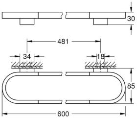 GROHE Badetuchhalter/Halter Selection 41056 600mm hard graphite gebürstet