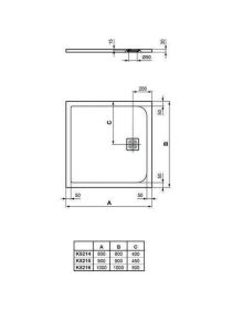 Ideal Standard Rechteck-Brausewanne Ultr 900x900x30mm, Carraraweiß