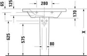 Möbelwaschtisch DuraStyle 800 mm mit ÜL, mit HLB, 1 HL, weiß