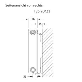 Flachheizkörper Buderus Logatrend, C-profiliert, Typ 21 mit Wandbefestigung