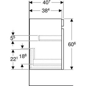 Geberit Renova Plan US f. WT, mit 1 Schu u. Innenschubl., 48,4x60,6x40,7cm, weiß