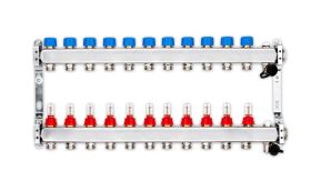 86,4 m² Set Dünnschichtsystem flach 12x2 PE-RT Rohr Raster 10 cm 11 Heizkreise LCD Regler 230 V + Zubehör