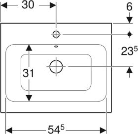 Geberit iCon Aufsatzwaschtisch, 60x48,5c m. Hl., m. Ül., weiß