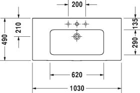 Möbelwaschtisch ME by Starck 1030 mm mit ÜL, mit HLB, 1 HL, weiß