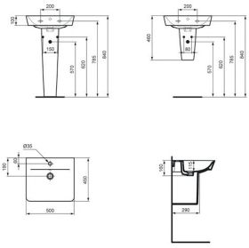 Waschtisch Connect Air Cube, 1 Hl., m.Ül., 500x450x160mm, Weiß