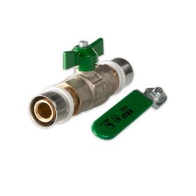 Selfio-Press Aluverbund Pressfitting  Kugelhahn 26 x 3 mm Flügelgriff grün TH + U Kontur DVGW