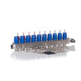Heizkreisverteiler BASIC für Fußbodenheizung 10 Heizkreise mit Kugelhahn-Set