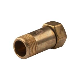 Messing Gewinde-Fitting Schaft flachdichtend mit Kappe 1/2"AG (DN 15) - 1/2"IG (DN 15) - schwere Ausführung