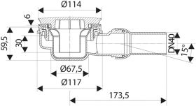 Anschluss für Brausewannen, flach, DN40