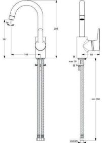 Ideal Standard WT-Armatur Connect Blue, ND, m.hohem Ausl., Ausld. 146mm, Chrom