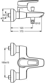 Ideal Standard Badearmatur AP Ceramix Bl Ausladung 173mm, Chrom