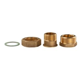 Messing Gewinde-Fitting Verschraubung gerade flachdichtend 1"IG - 1"AG (DN 25) - schwere Ausführung