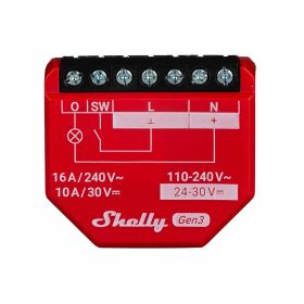 Shelly 1PM Gen3 1-Kanal-Relais WLAN-gesteuerter Smart-Schalter mit potentialfreien Kontakten max. 16A, WLAN, BT, unterputz