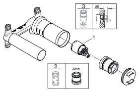 Universal-Einbaukörper 23571 für 2-Loch-WT-Wandbatterien