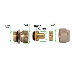 Anschlussverschraubung 1/2 Zoll Universal 17 x 2 mm