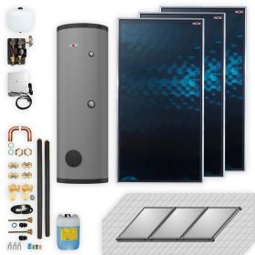 Wolf Solar Paket 6,9 m² mit 3 Flachkollektoren CFK-1, SM1-2 Regelung, Solarspeicher SEM-2-400