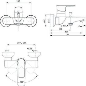 Ideal Standard Badearmatur AP Connect Ai Ausld. 174mm, Chrom