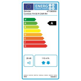 Zehnder Komfort-Lüftungsgerät ComfoAir Fit 100 CR Enthalpie, Feuchte-Sensorplatine, Zuluftanschluss rechts, Außen- und Fortluftanschlüsse hinten