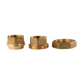 Messing Gewinde-Fitting Verschraubung gerade mit O-Ring konisch dichtend 3 teilig 1 1/2"IG - 1 1/2"IG (DN 40) - schwere Ausführung