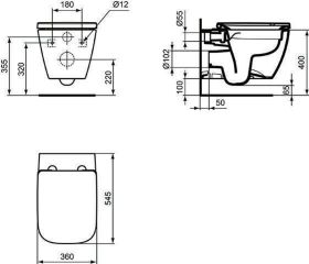 Ideal Standard WC-Paket i.life B WC Rand m.WC-Sitz Softclosing 360x545x380mm Weiß