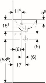 Geberit Renova Compact Eck-HWB, 45x39,5c m. Hl., m. Ül., weiß