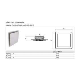 Wolf Designventil Uniair 125Q, quadratisch