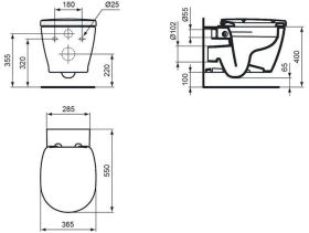 Ideal Standard WC-Paket Connect, WC rand m.WC-Sitz Softclosing,365x550x340mm,Weiß