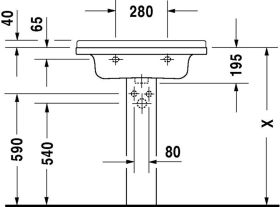 Möbelwaschtisch Starck 3 700 mm mit ÜL, mit HLB, 1 HL, weiß