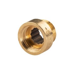 Messing Gewinde-Fitting Hahnverlängerung IG/AG 1/2" (DN15) L=10mm, schwere Ausführung