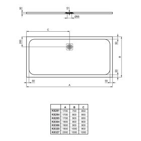 Ideal Standard Rechteck-BRW Ultra Flat S 1700x900x30mm, Carraraweiß
