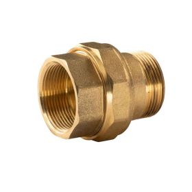 Messing Gewinde-Fitting Verschraubung gerade flachdichtend 1 1/2"IG - 1 1/2"AG (DN 40) - schwere Ausführung