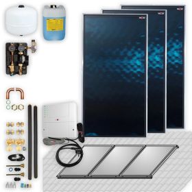 Wolf Solar Paket 6,9 m² mit 3 Flachkollektoren CFK-1, SM1-2 Regelung