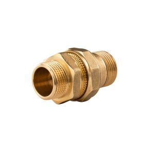 Messing Gewinde-Fitting Verschraubung gerade flachdichtend 1"AG - 1"AG (DN 25) - schwere Ausführung