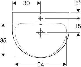 Geberit Renova Waschtisch, 60x48cm m. Hl. mittig, m. Ül., weiß
