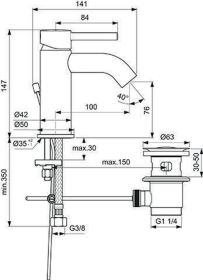 Waschtisch/Möbel-Paket Eurovit Plus 610x450x565mm Weiß / Hgl.weiß lackiert